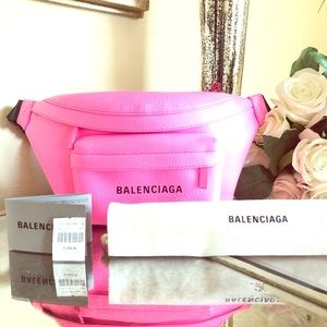 Balenciaga Unisex Fanny Pack x Cross Body Bag Pink